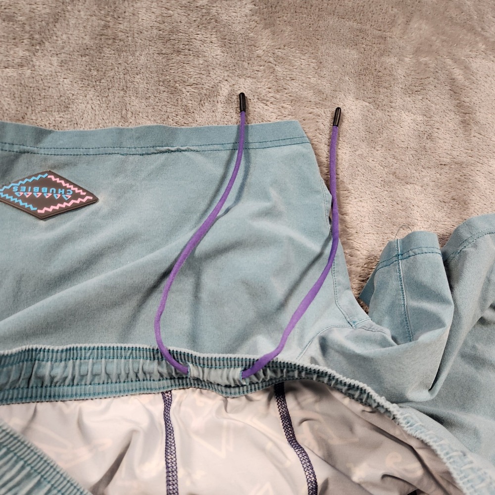 Chubbies Swim Trunks Mens Large Blue 7" Inseam Lined Pockets Drawstring - Picture 5 of 10